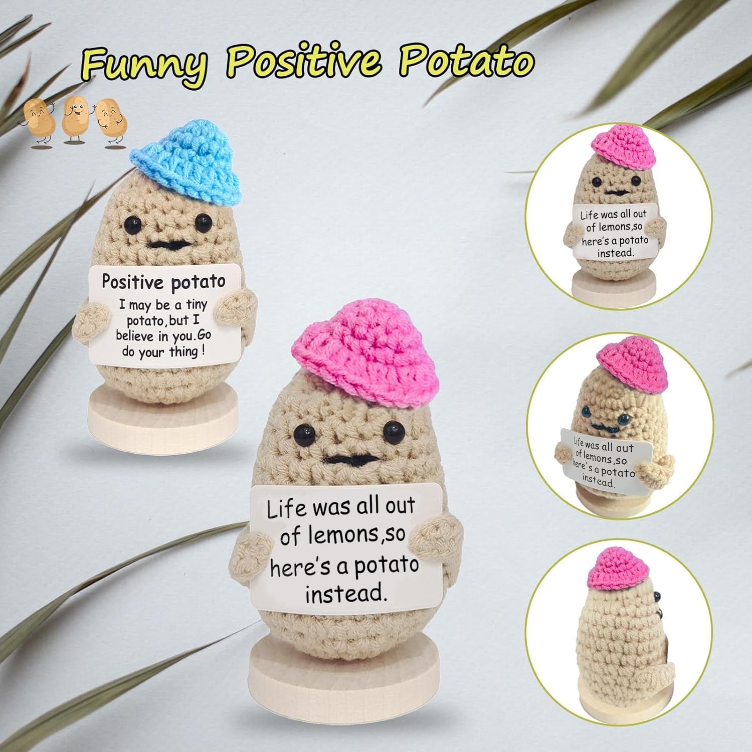  Positive Potato Bulk Emotional Support Potato with Positive  Cards and Bags, Cute Handmade Crochet Doll Toy, Inspirational Gifts for  Friends Birthday Christmas Party Decorations 20-Sets : Home & Kitchen